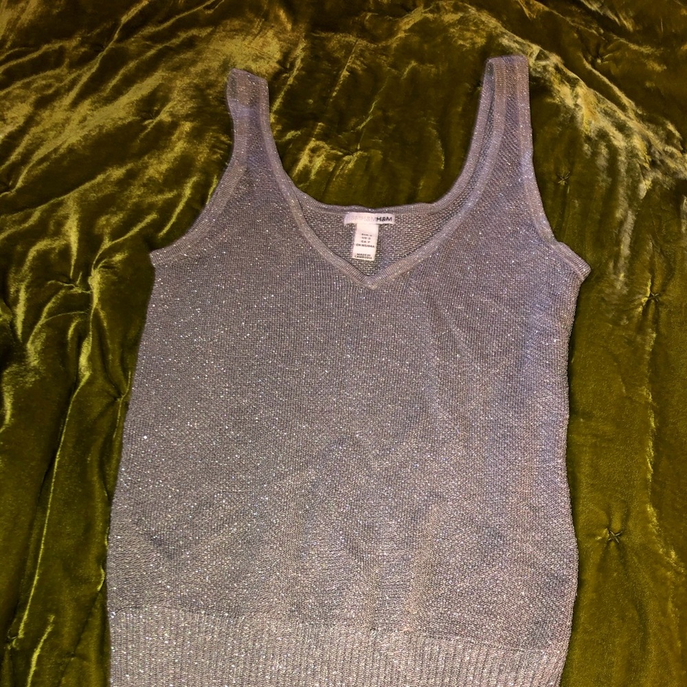H&M Silver Sparkle sweater tank, S